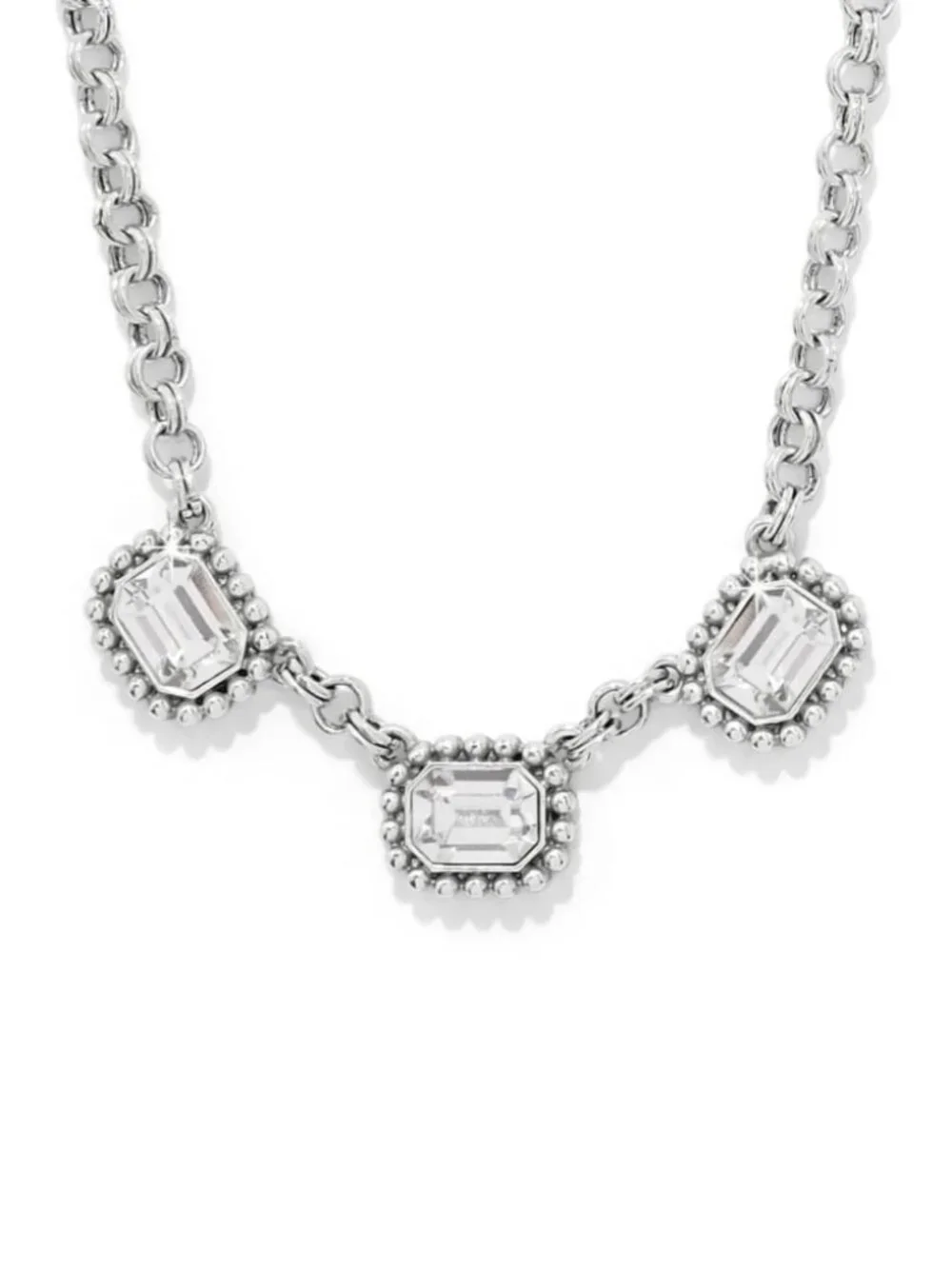 New Brighton Silver Plated Crystal Twinkle Luxe Trio Stationary Pendant Necklace